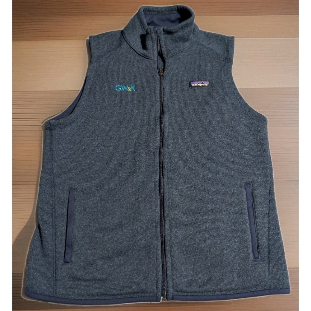Patagonia Better‎ Sweater Fleece Vest Mens L Blue Full Zip Corporate Logo